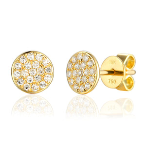 9ct White Gold Pave Circle Geometric Stud Earrings