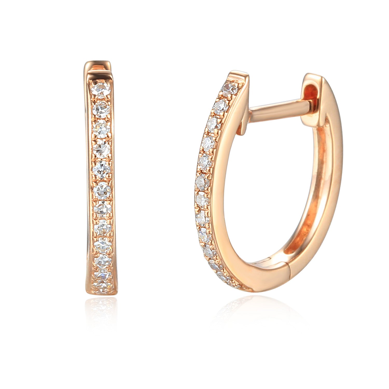 9ct Rose Gold Diamond Sleeper Hoop