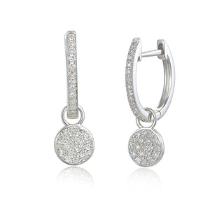 9ct White Gold Diamond Sleeper Hoop With Hanging Interchangeable Circle Charm