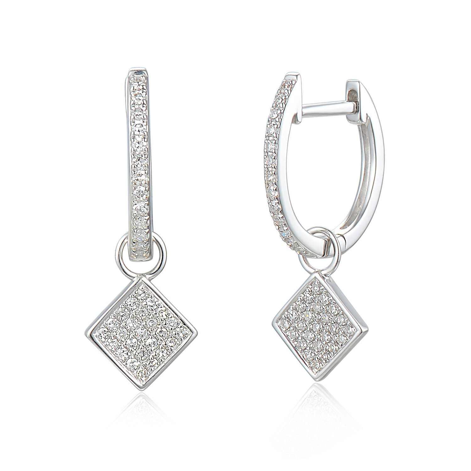 9ct White Gold Diamond Sleeper Hoop