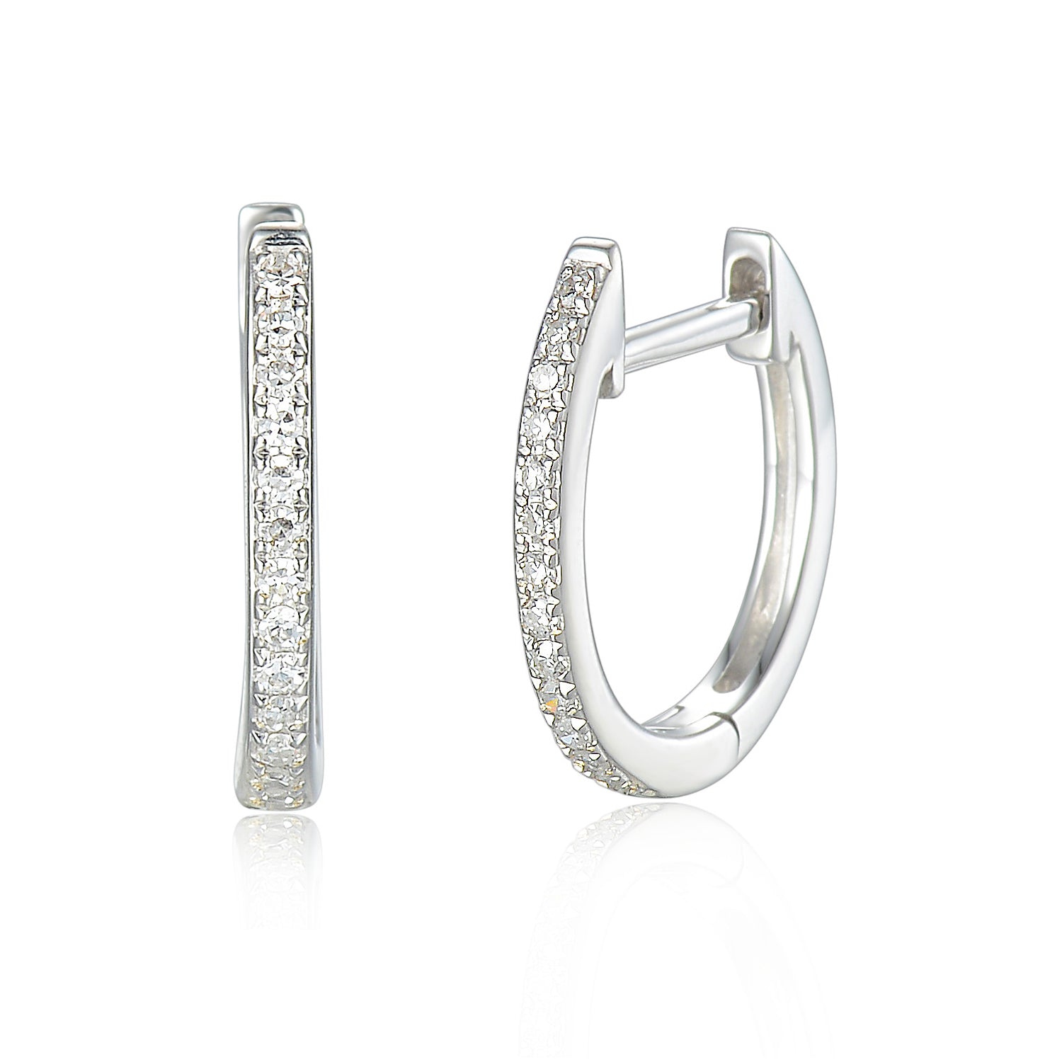 9ct Yellow Gold Diamond Sleeper Hoop