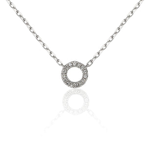 9ct Rose Gold and Diamond Small Open Circle Geometric Necklace
