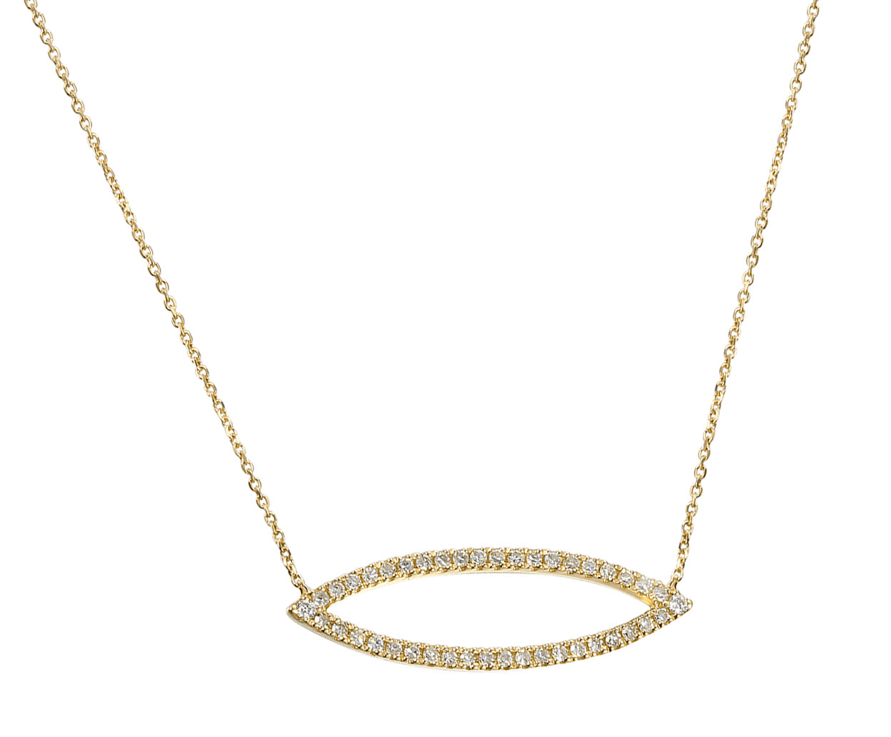 9ct Yellow Gold Diamond Set Marquise Geometric Necklace