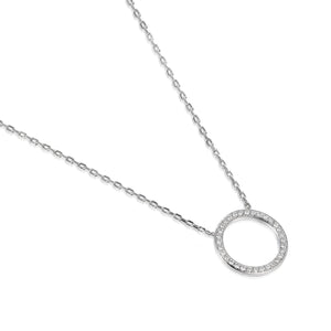 9ct White Gold Open Circle Diamond Geometric Necklace