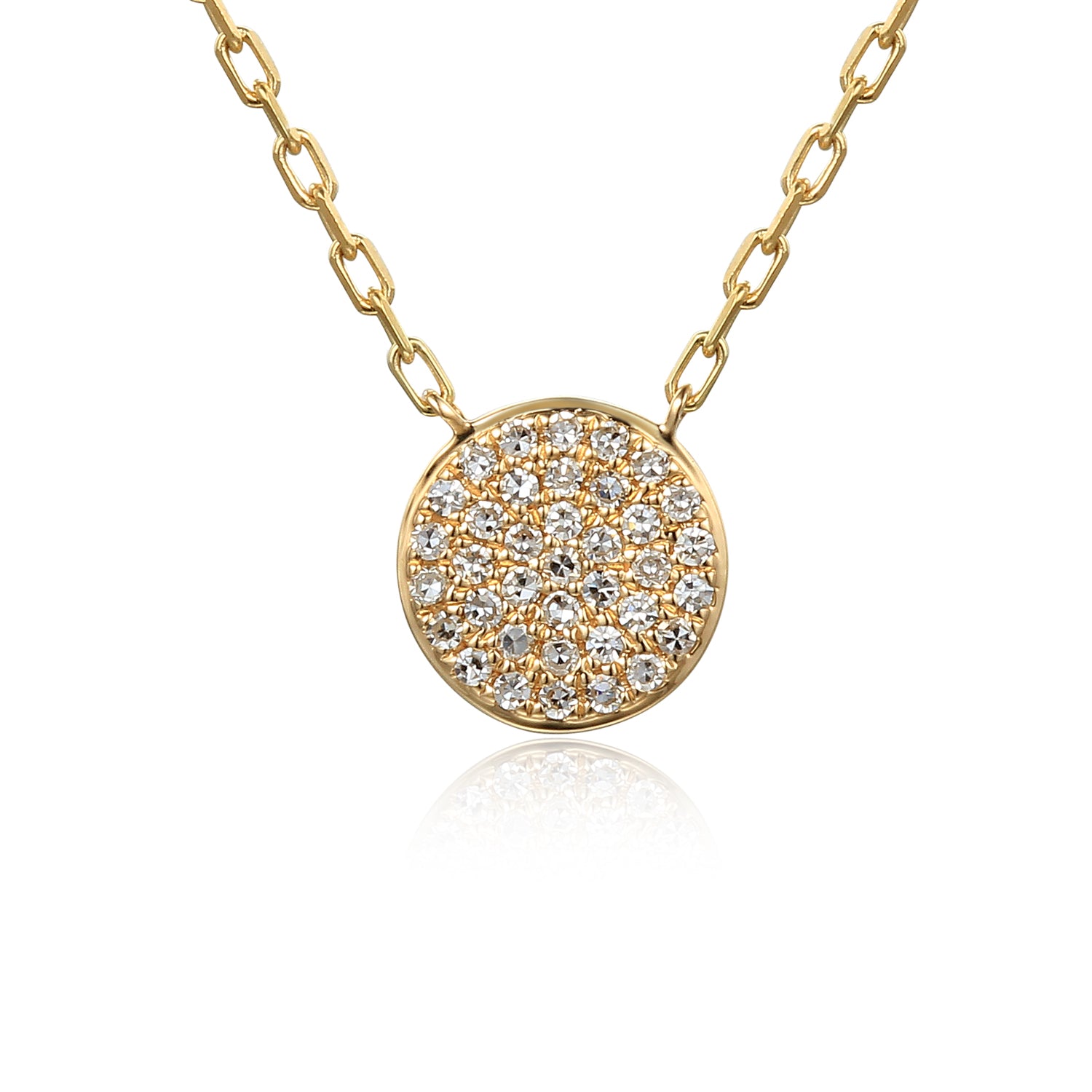 9ct Yellow Gold Pave Set Geometric Diamond Circle Necklace