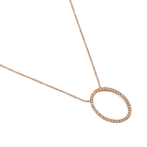White Gold Diamond Set Open Oval Diamond Necklace