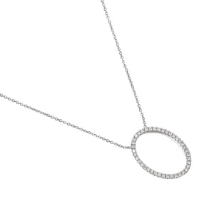 White Gold Diamond Set Open Oval Diamond Necklace