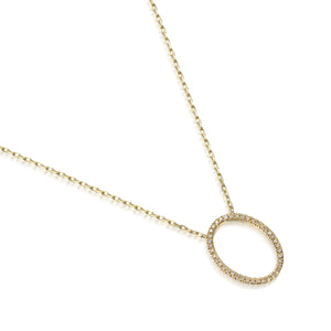White Gold Diamond Set Open Oval Diamond Necklace