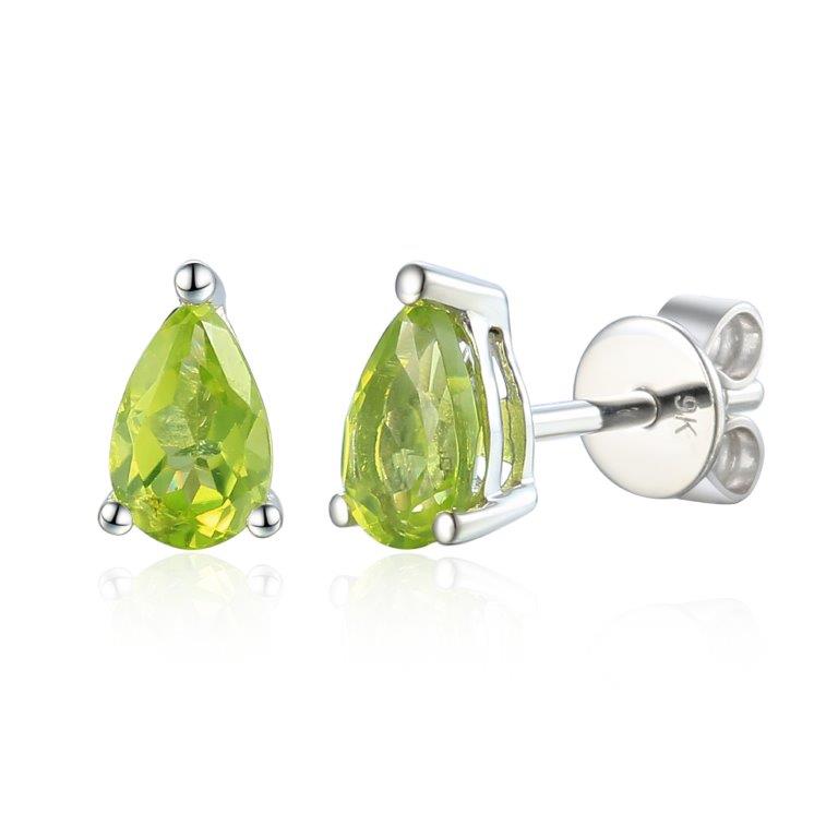 Peridot Gemstone Pear Shape Rose Gold Stud Earrings