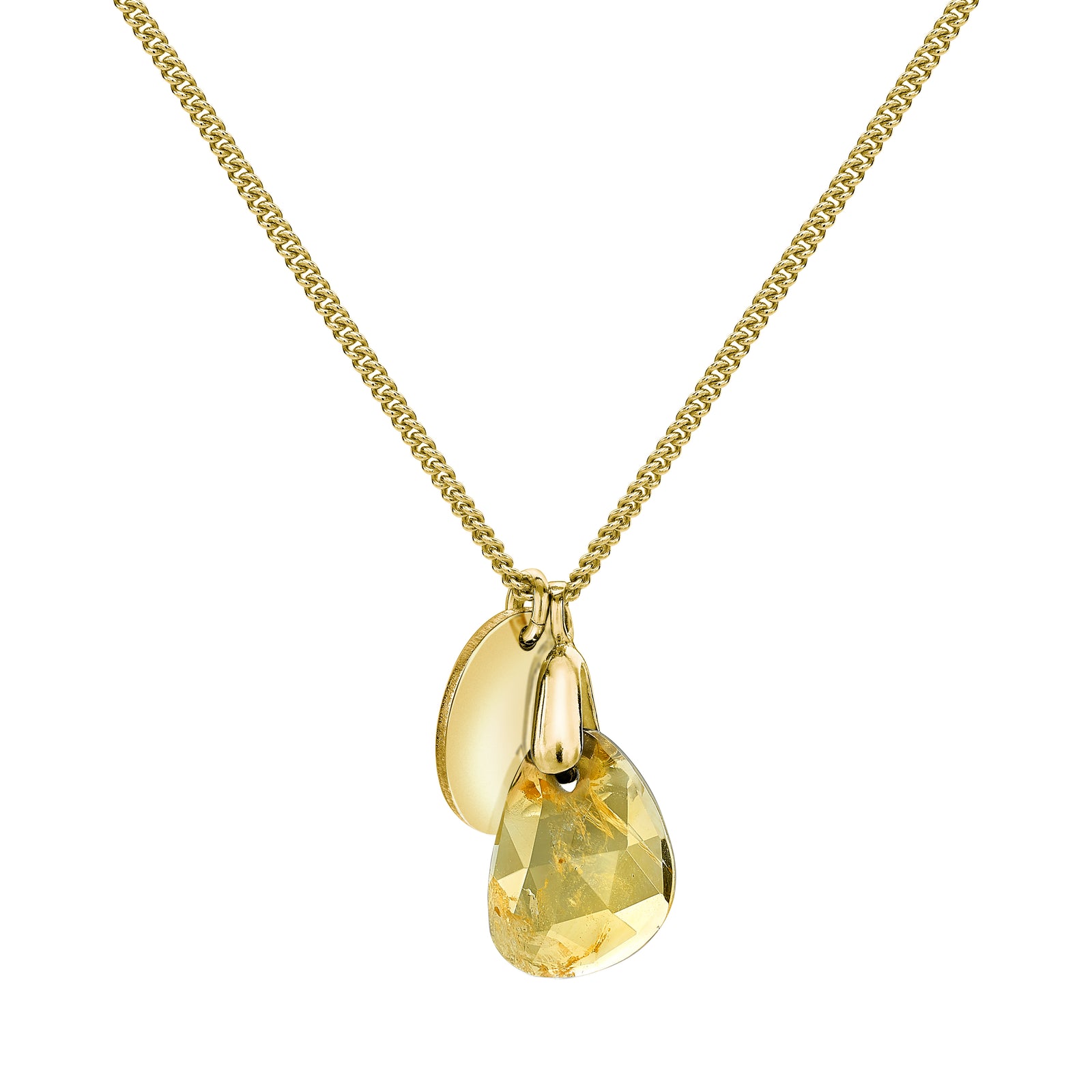 Aura Citrine Rose Cut Gold Plate Necklace