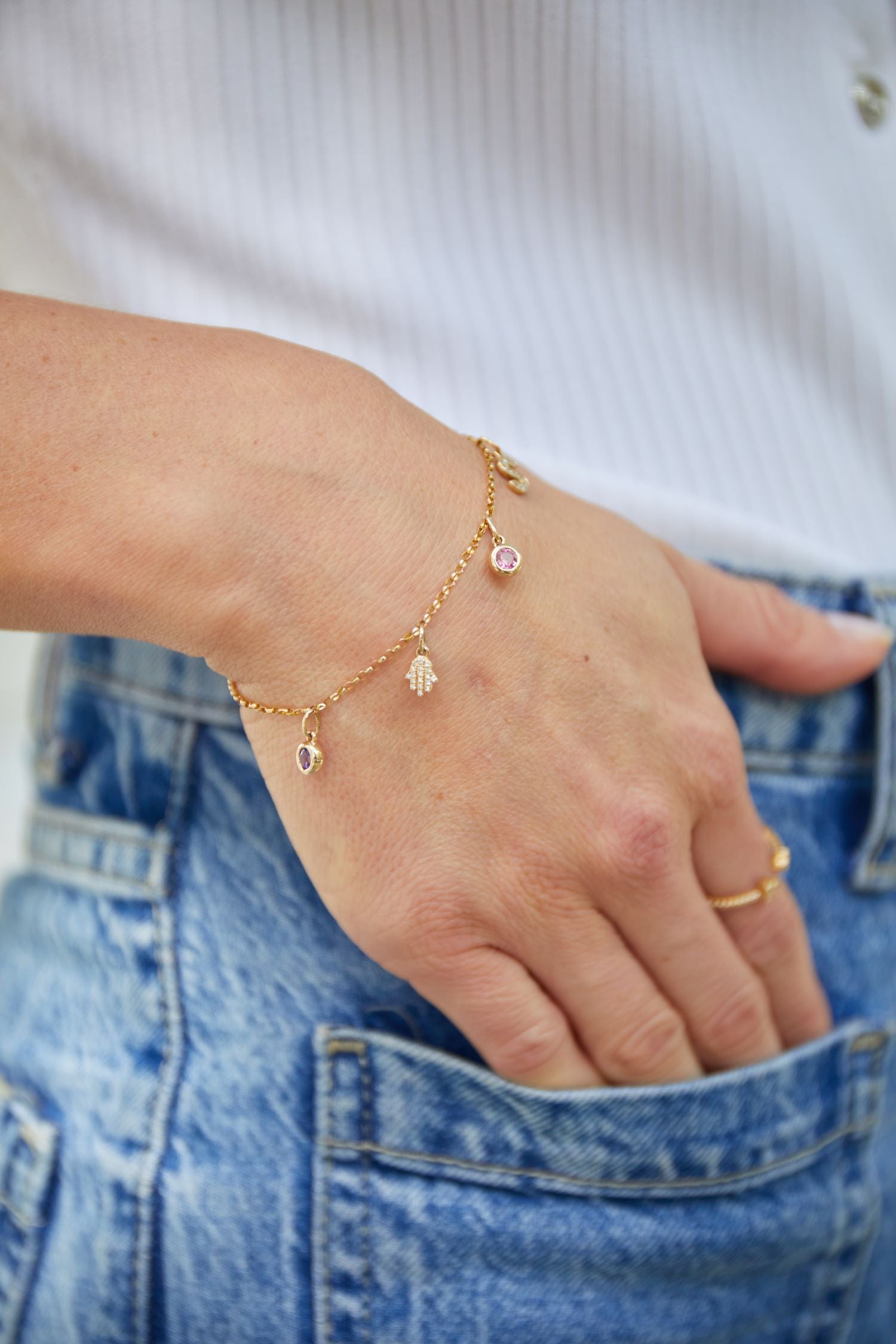 Diamond Hamsa Charm