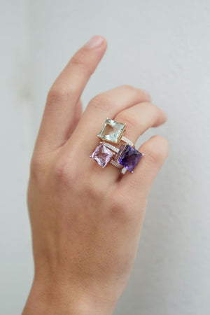 Amethyst Square Cocktail Ring
