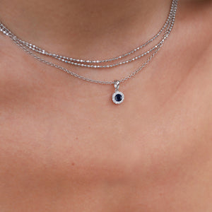 September Birthstone Sapphire and Diamond Cluster Pendant