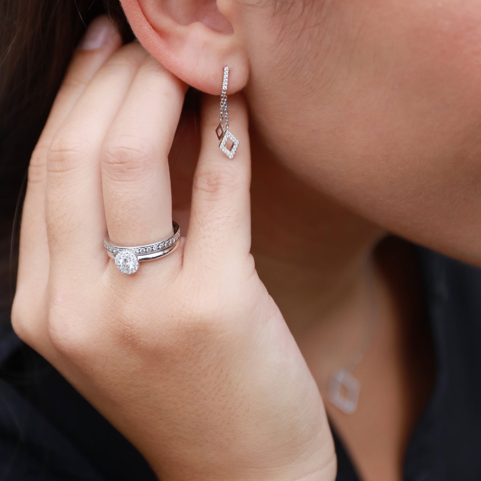 Diamond Cluster Ring, April Birthstone Round Diamond