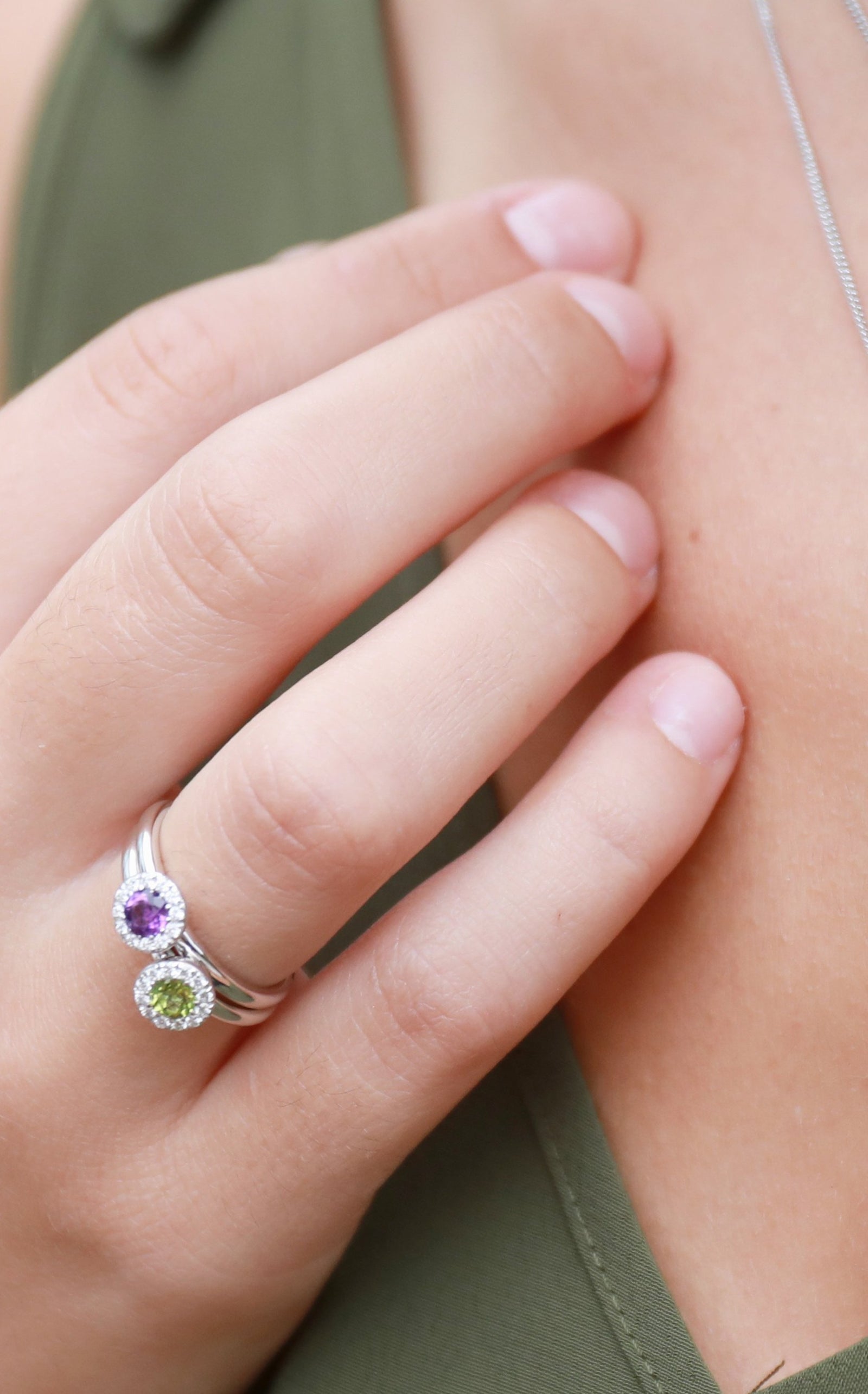 Amethyst & Diamond Cluster Ring, February Birthstone