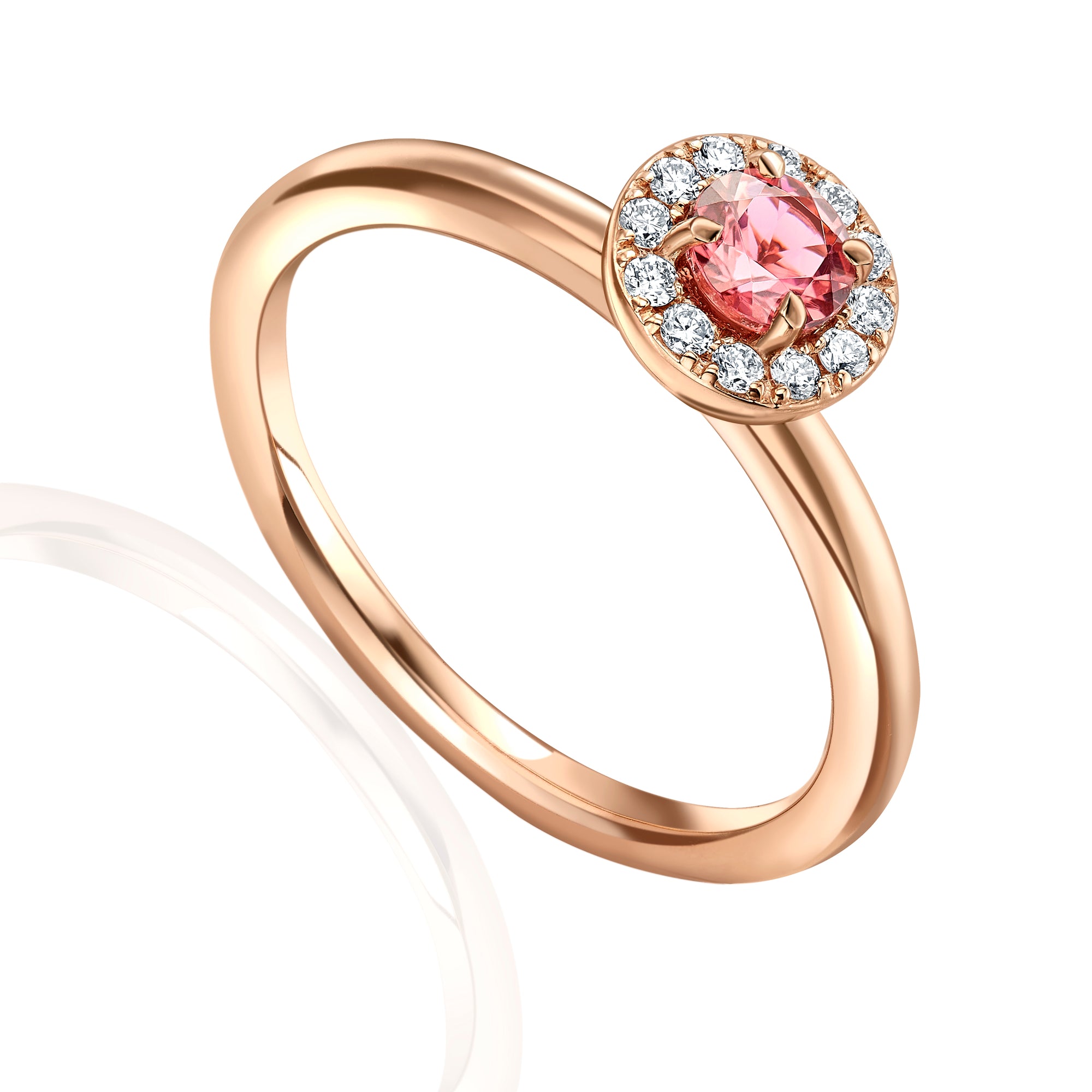 Pink Tourmaline & Diamond Ring, October Birthstone 18ct Gold