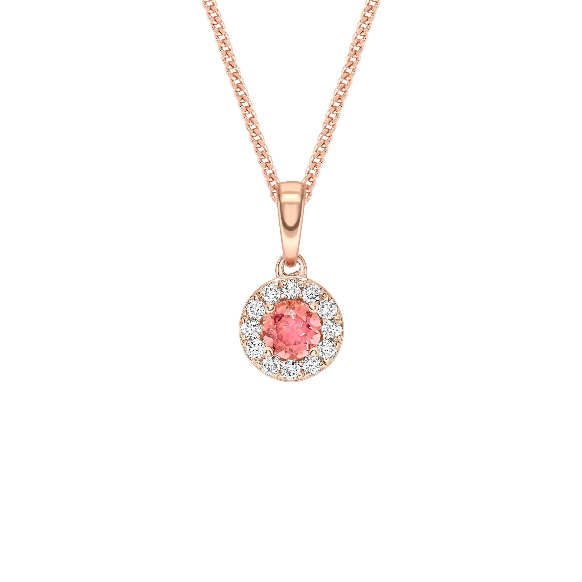 October Birthstone Tourmaline and Diamond Cluster Pendant Necklace 9ct Gold