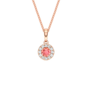 October Birthstone Tourmaline and Diamond Cluster Pendant Necklace 9ct Gold