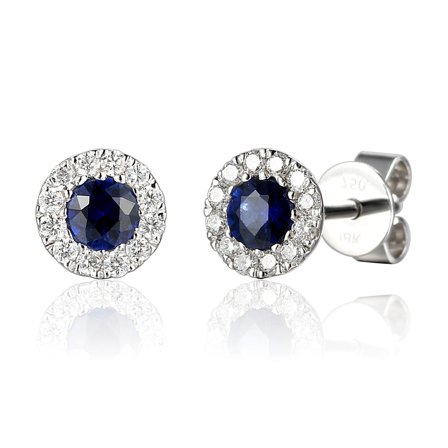 Sapphire & Diamond Earrings, September Birthstone Cluster Studs