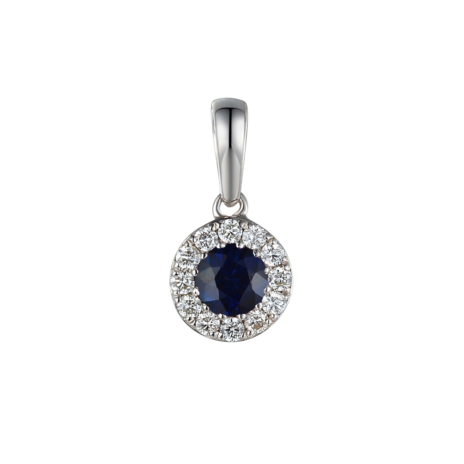 September Birthstone Sapphire and Diamond Cluster Pendant