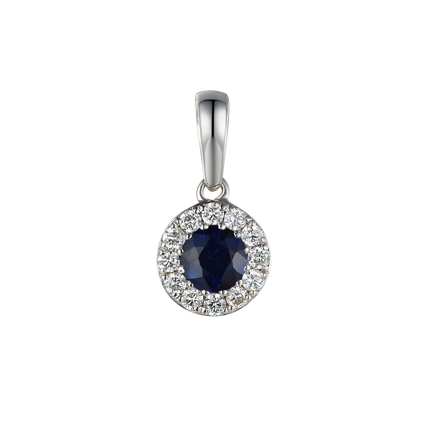 September Birthstone Sapphire and Diamond Cluster Pendant 9ct Gold