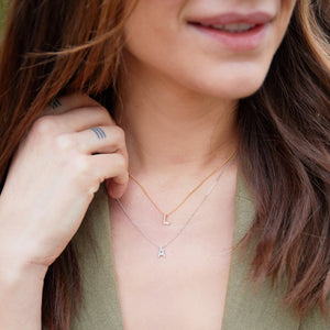 Diamond L Initial Necklace, 9ct Gold