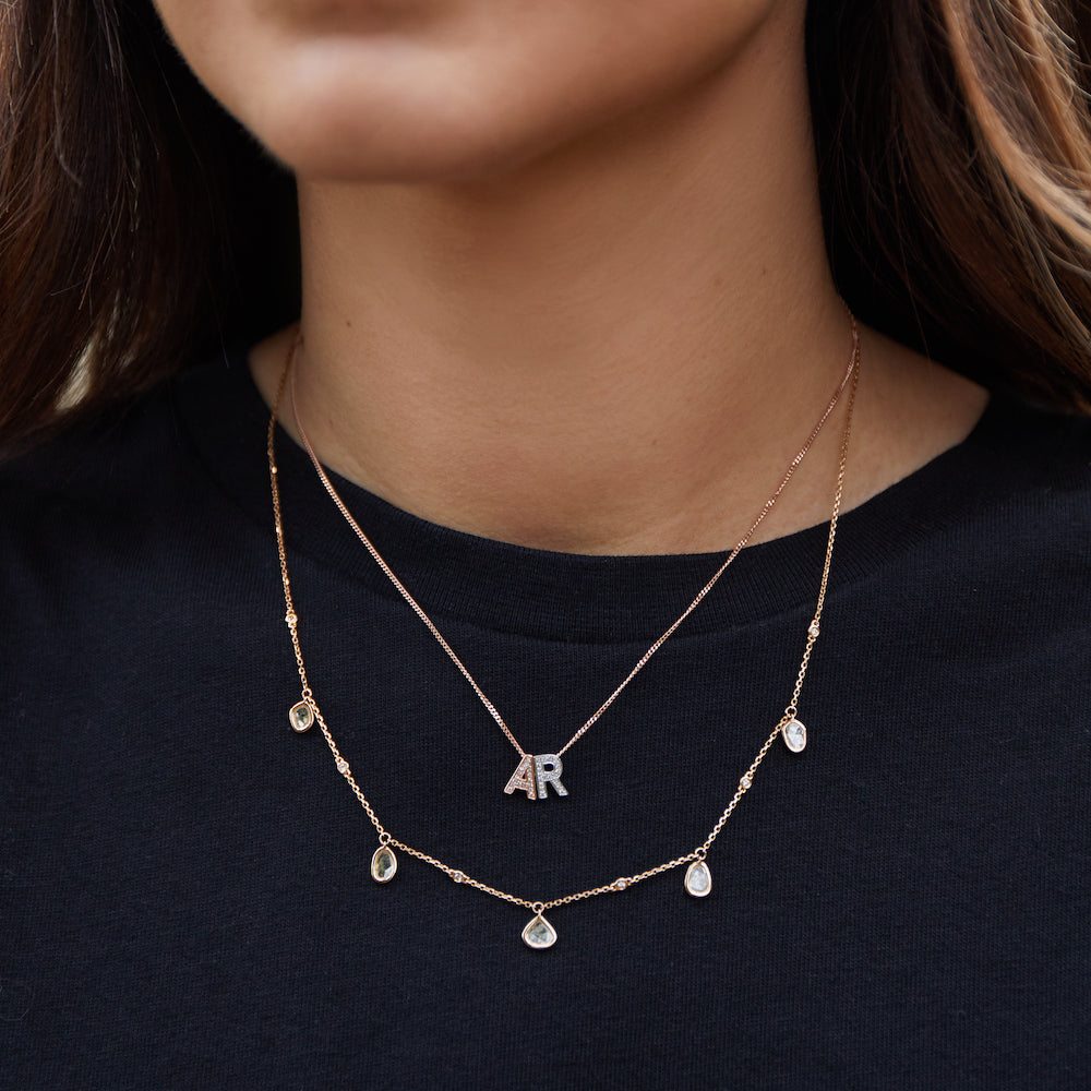 Diamond A Initial Necklace, 9ct Gold