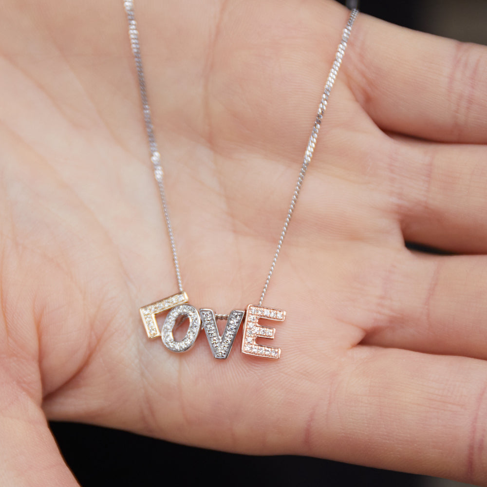 Diamond V Initial Necklace, 9ct Gold