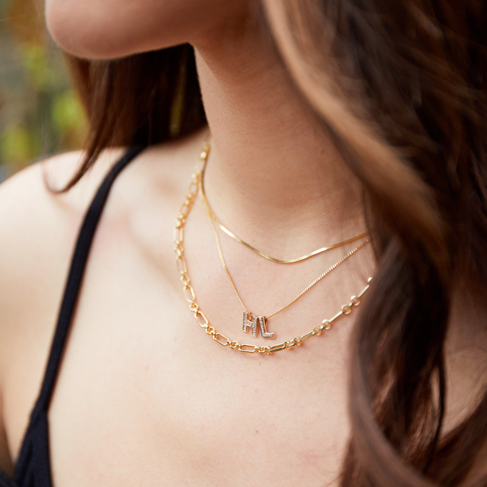 Diamond H Initial Necklace, 9ct Gold