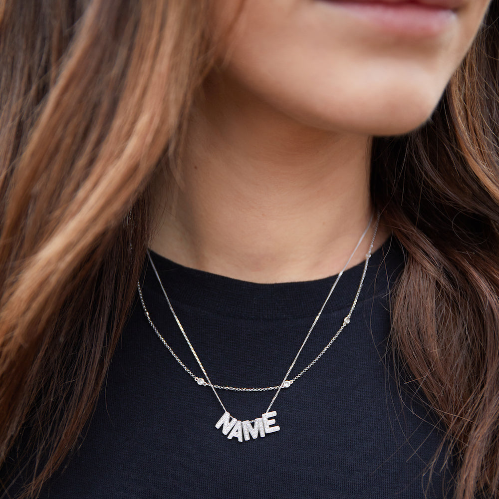 Diamond N Initial Necklace, 9ct Gold