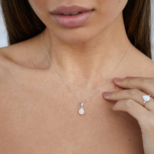 Diamond Cluster Necklace, Pear Shape April Birthstone