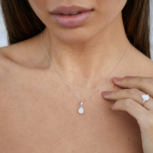 April Birthstone Pear Shape Diamond Cluster Pendant 9ct White Gold