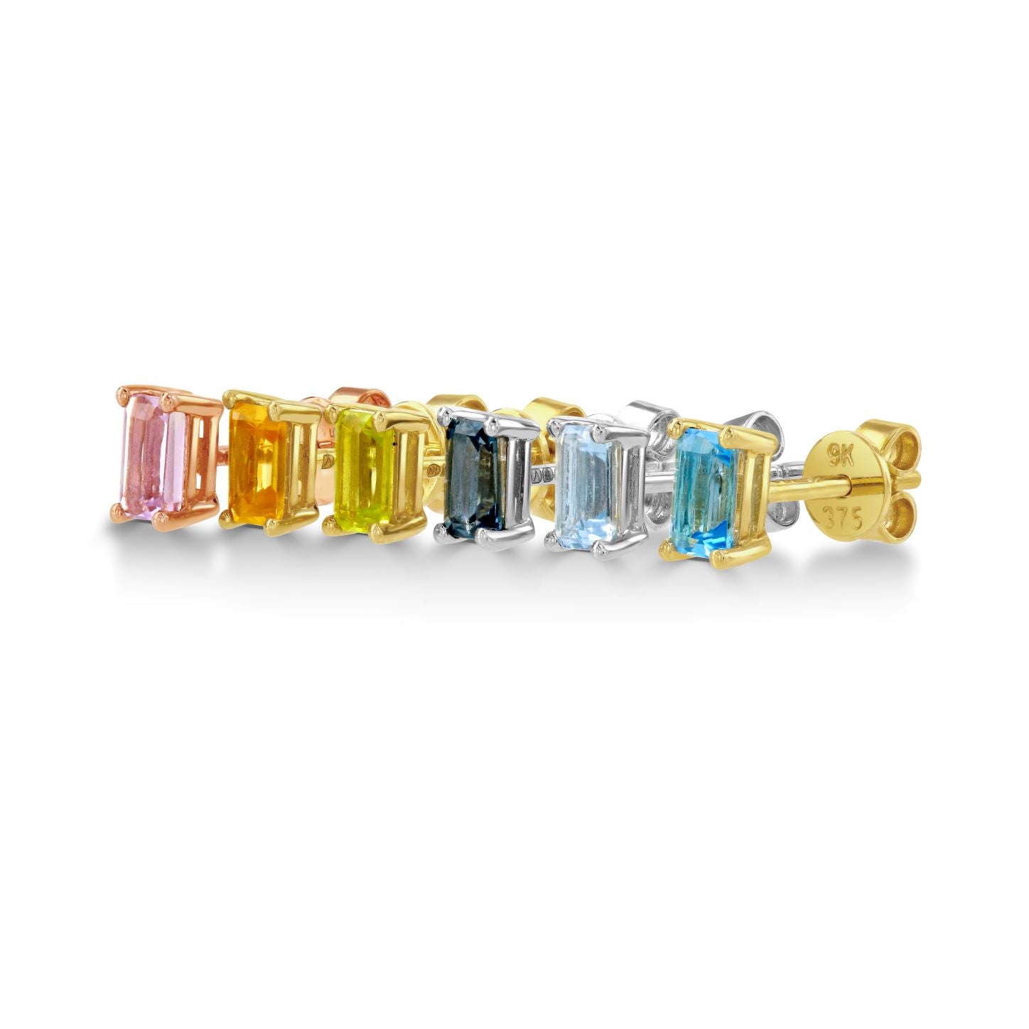 Blue Topaz Gemstone Octagon Stud Earrings