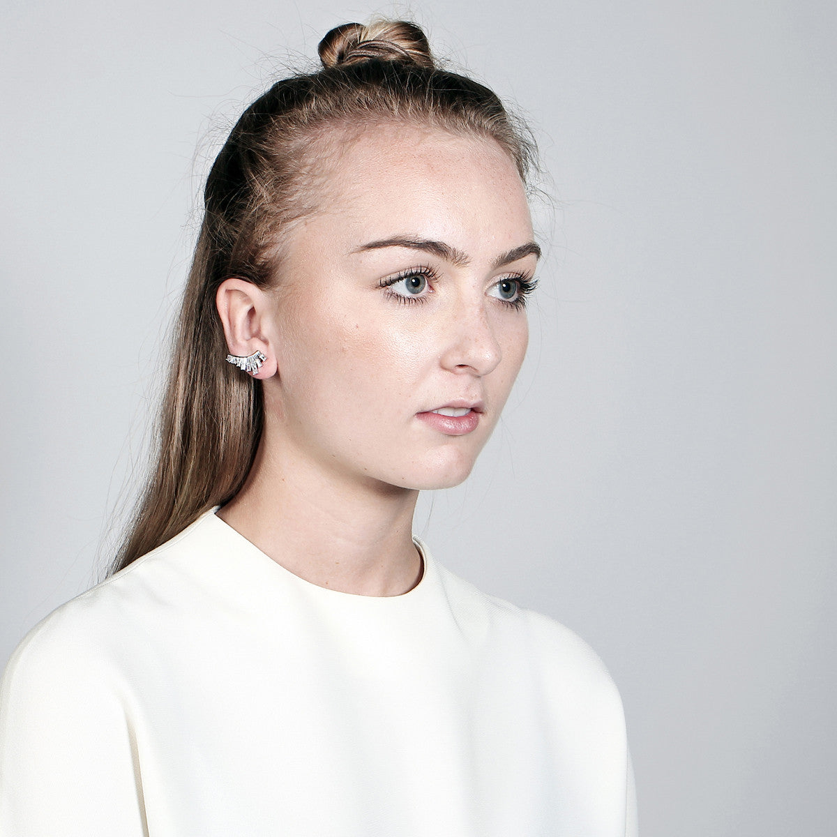 V Jewellery Baguette Lobe Earrings