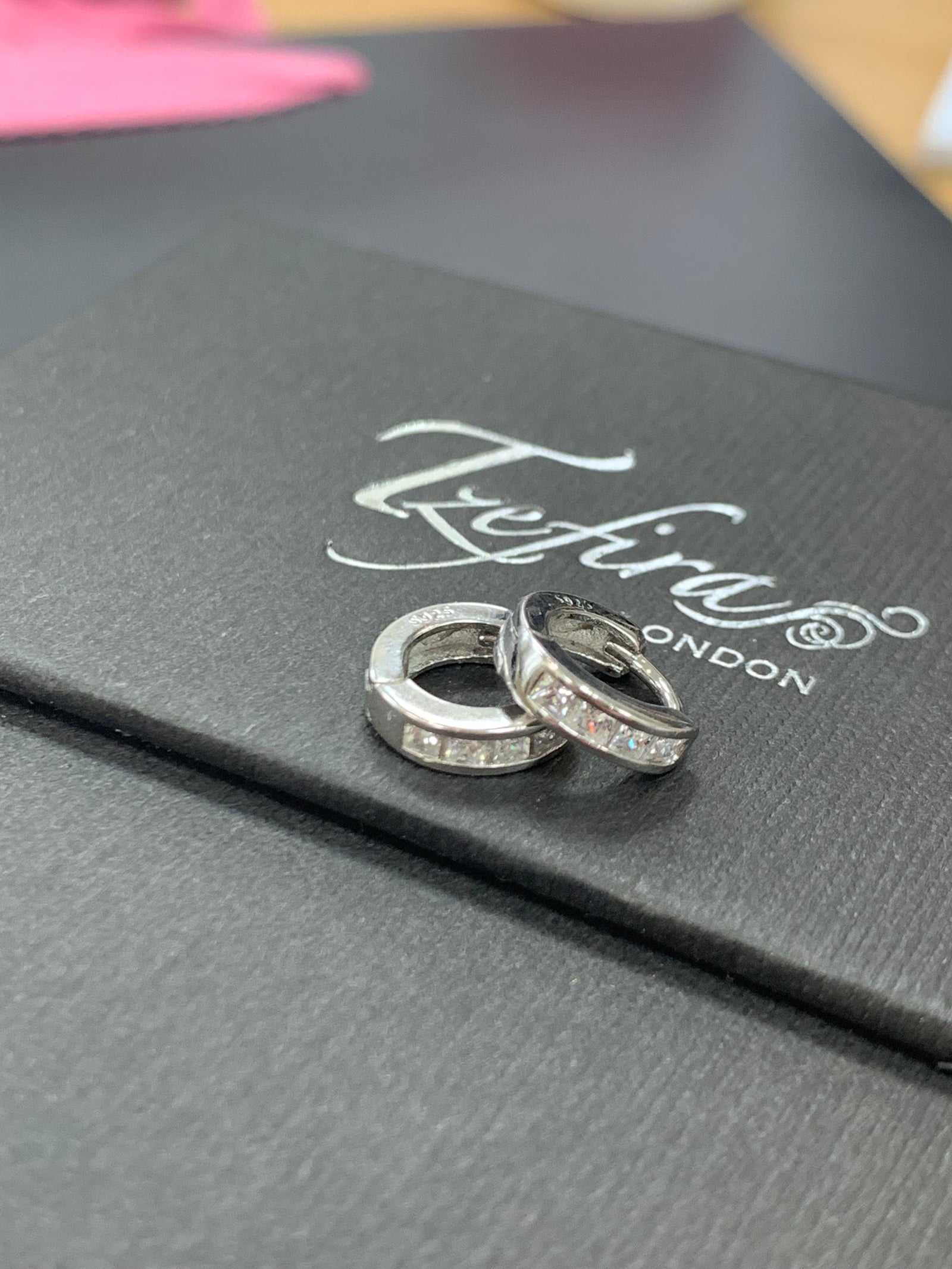 Sterling Silver Wide Crystal Set Huggy Hoops