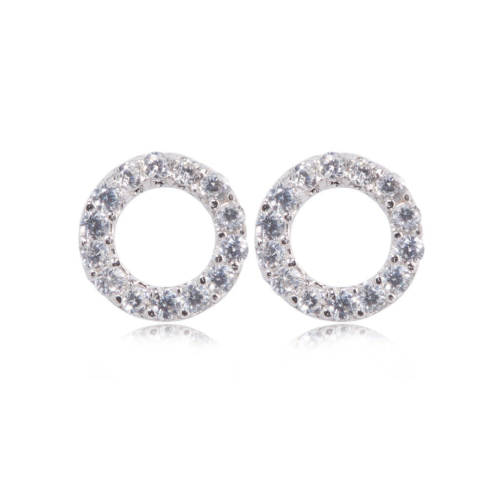 Sterling Silver Crystal Open Circle Earrings