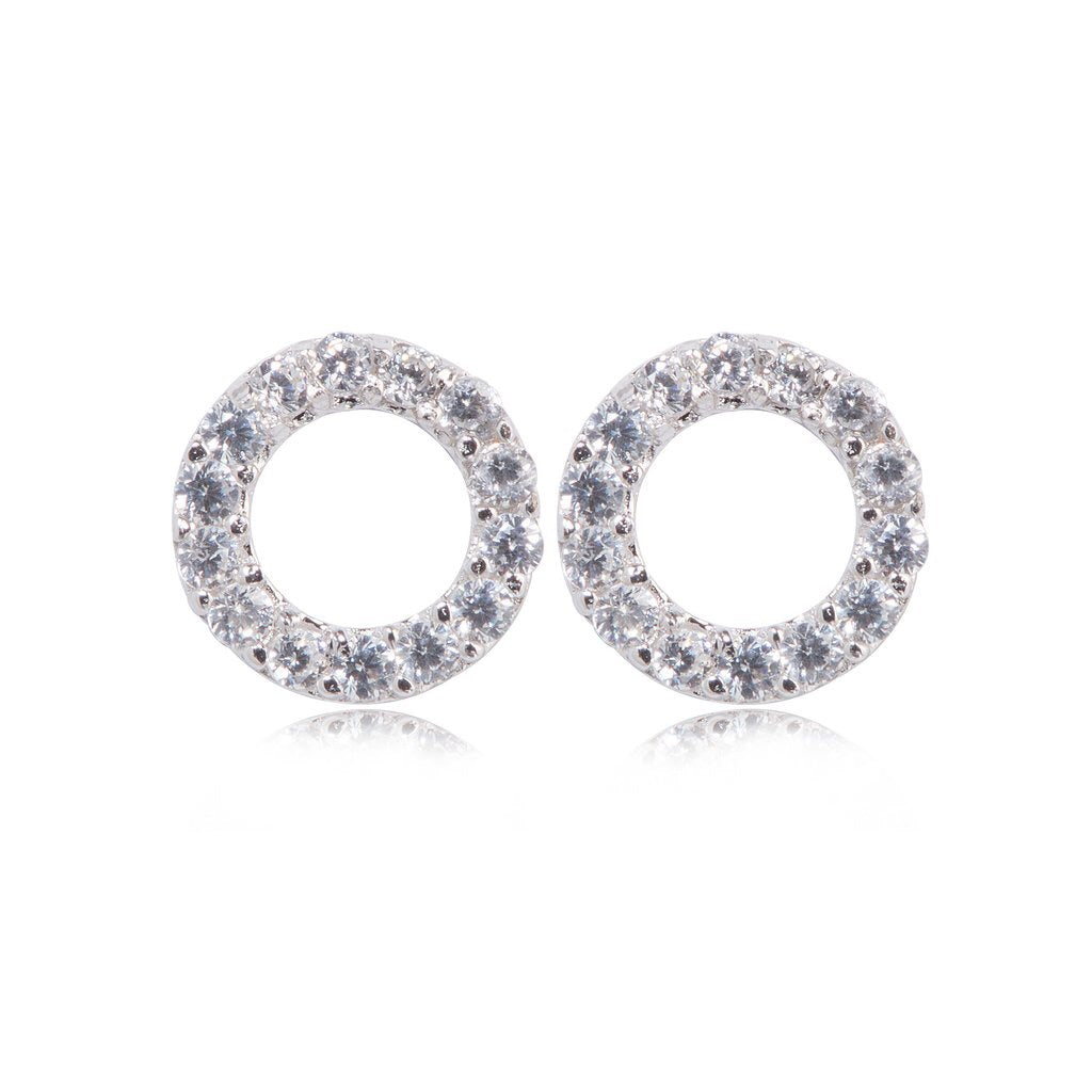 Rose Gold Plate Crystal Open Circle Earrings