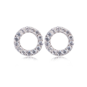 Rose Gold Plate Crystal Open Circle Earrings