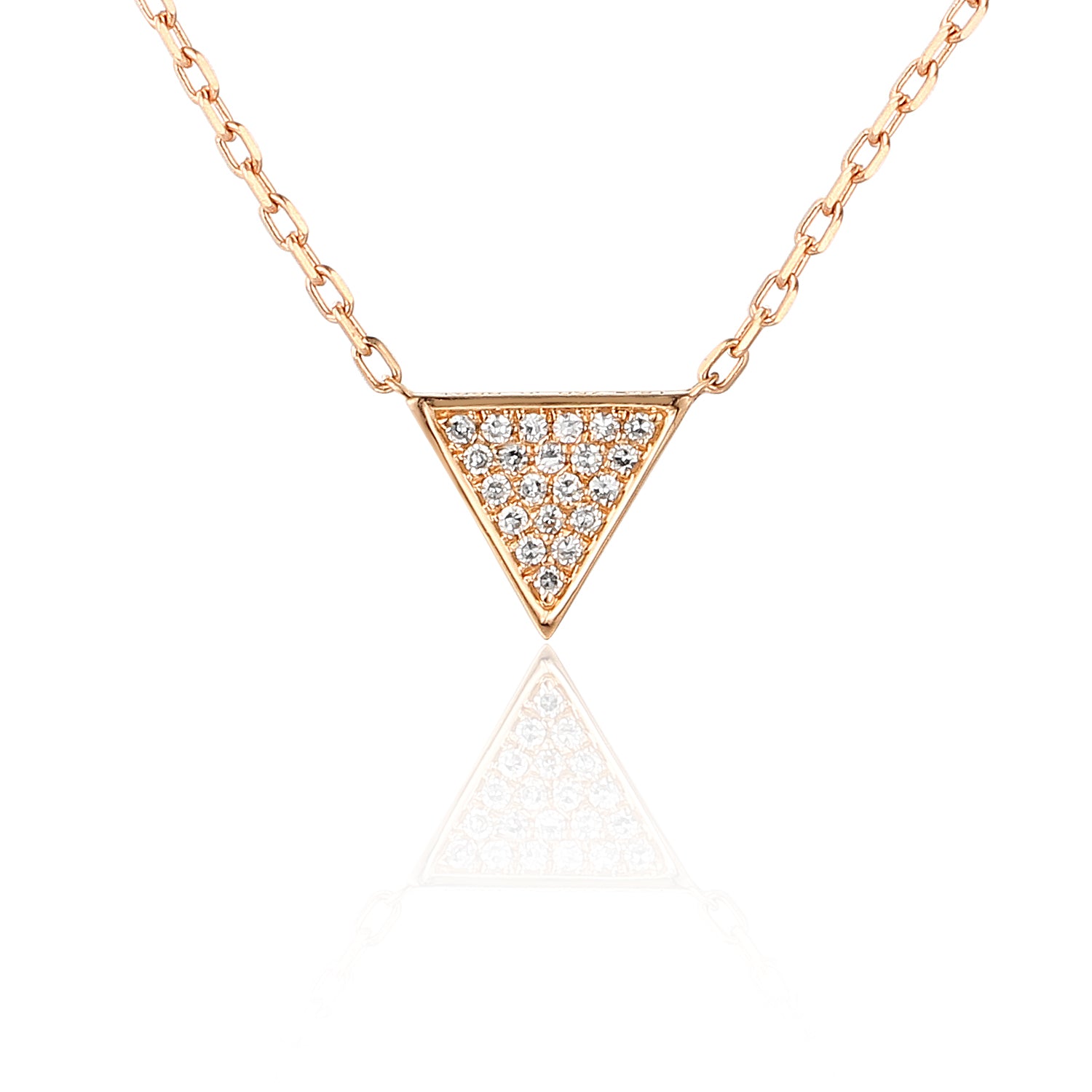 9ct Rose Gold Diamond Set Triangle Shape Necklace