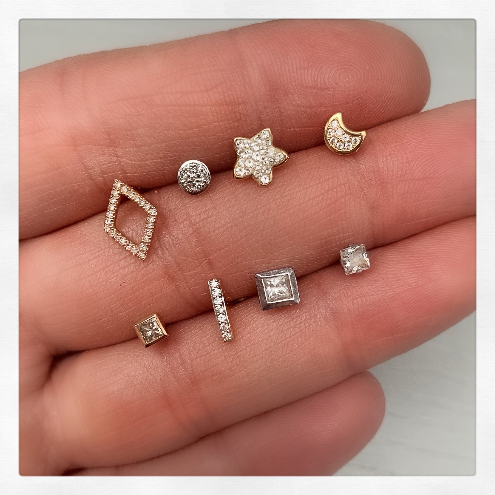 9ct Gold Star Earrings Pave Set with Crystal